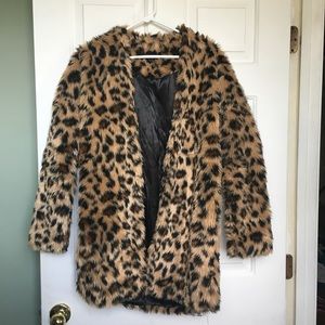 Faux Fur Leopard Print Coat